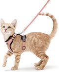 rabbitgoo Cat Harness and Leash for Walking, Escape Proof Soft Adjustable Vest Harnesses for Cats, Easy Control Breathable Reflective Strips Jacket, Light Salmon Pink, S