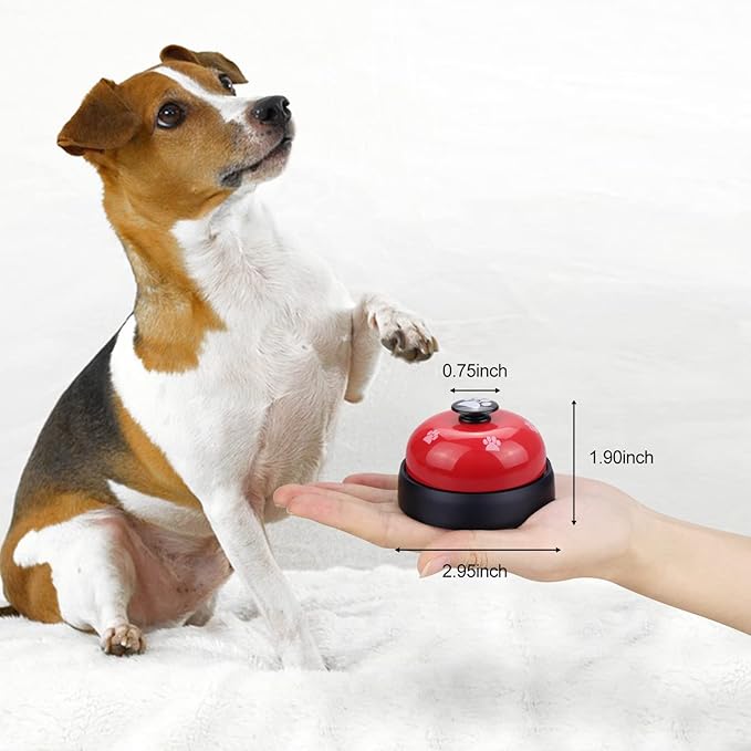 Comsmart Dog Puppy Cat Kitten Potty Training Bells, 2 Metal Dog Paw Print Bells with Non-Skid Rubber Base for Pet Interactive Game Toys Tell Bells, Service Bell for Hotel School Bar Shop Restaurant