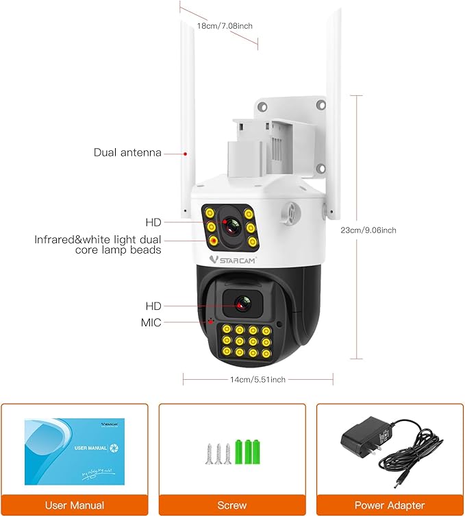 VSTARCAM 2K Outdoor Dual-Camera Security, IP66 Protection & Cloud Recording