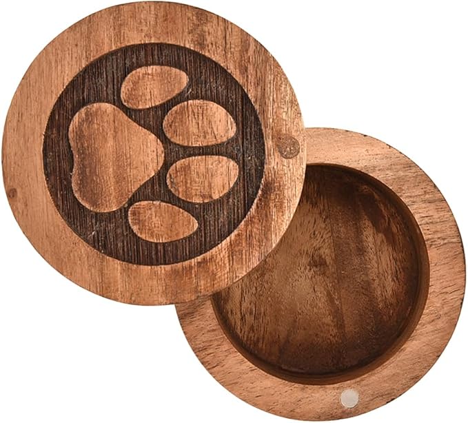 EDHAS Acacia Wood Decorative Urns Funeral Cremation Urn for Ashes for Dogs, Pet Urns for Cats (3.5" x 3.5" x 2.5")