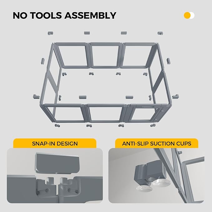 Clear Dog Play Pen - Easy Assemble Durable Plastic Acrylic Dog Playpen - Dog Playpen Indoor, Puppy Playpen, Cat Playpen, Small Animal Playpen, Dog Play Pen Indoors (Grey, 23.6" H, 10PCS)