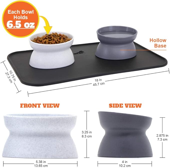 Kitty City Raised Cat Food Bowl Collection/Stress Free Pet Feeder and Waterer and Slow Feed Bowls