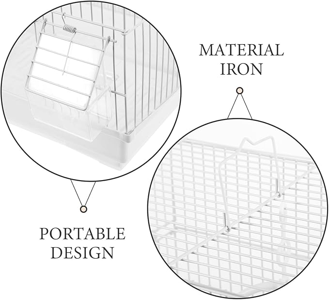 Lightweight Metal Small Parakeet Cage White Portable Bird Carrier Suitable for Parrots Conures Cockatiels at Home