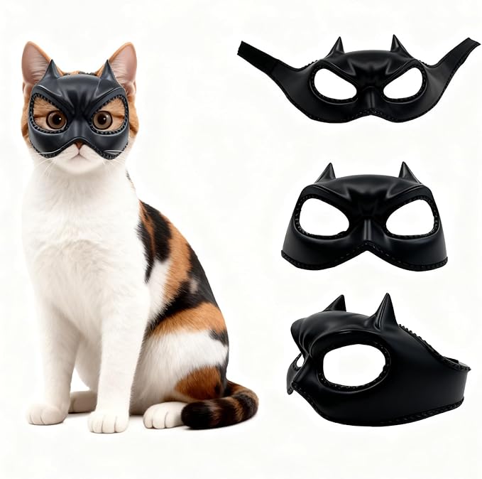 Cat Bat Mask,Cat Cosplay Hat,Made of Latex, Soft And Fit, Adjustable Size, Suitable For cats under 12 lbs