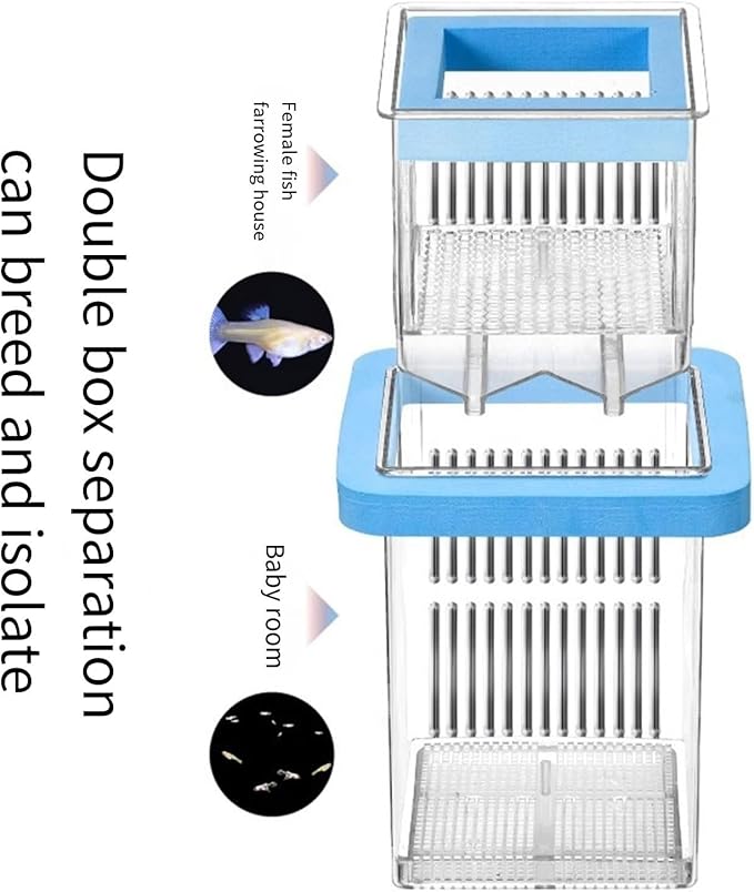 Aquarium Clear Breeding Box Double-Layer Hatchery Incubator for Fish Fry Shrimp Isolation & Spawning Adjustable Partition Fish Breeding Tanks