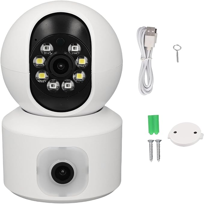 VBESTLIFE Home Security Camera, 1080P HD Dog Camera for Indoor, Dual Lens View, 360° PTZ, Night Vision, AI Motion Detection for Baby and Pet Monitor
