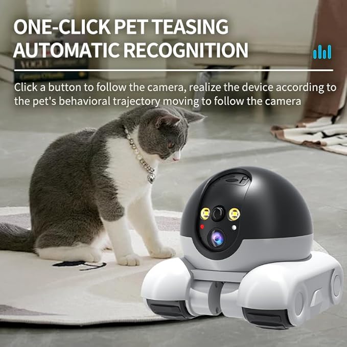 Diyeeni Mini 1080P Camera Robot, Movable Pet Cameras Indoor with Dual Lens, WiFi Home Security Camera, 2-Way Audio, Motion Detection, Phone App Control, Battery Powered