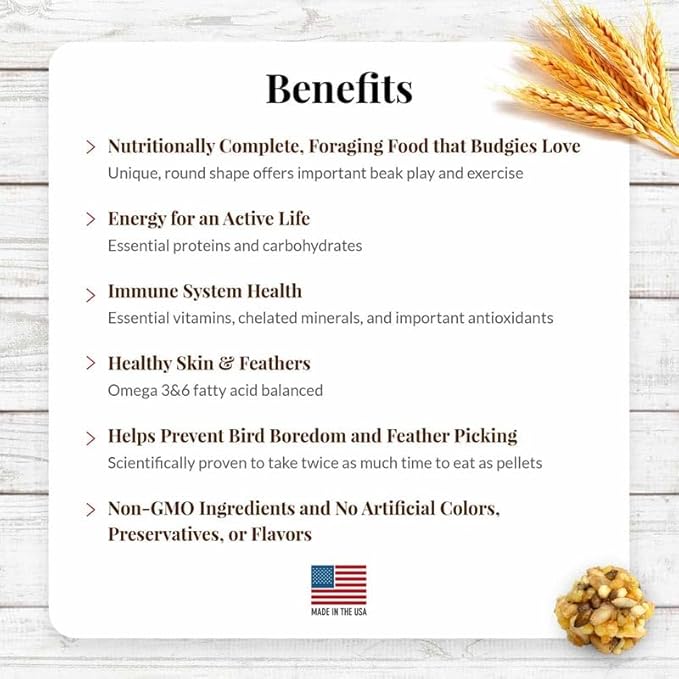 LAFEBER'S Classic Nutri-Berries Pet Bird Food, Made with Non-GMO and Human-Grade Ingredients, for Parakeets (Budgies), 4 lb