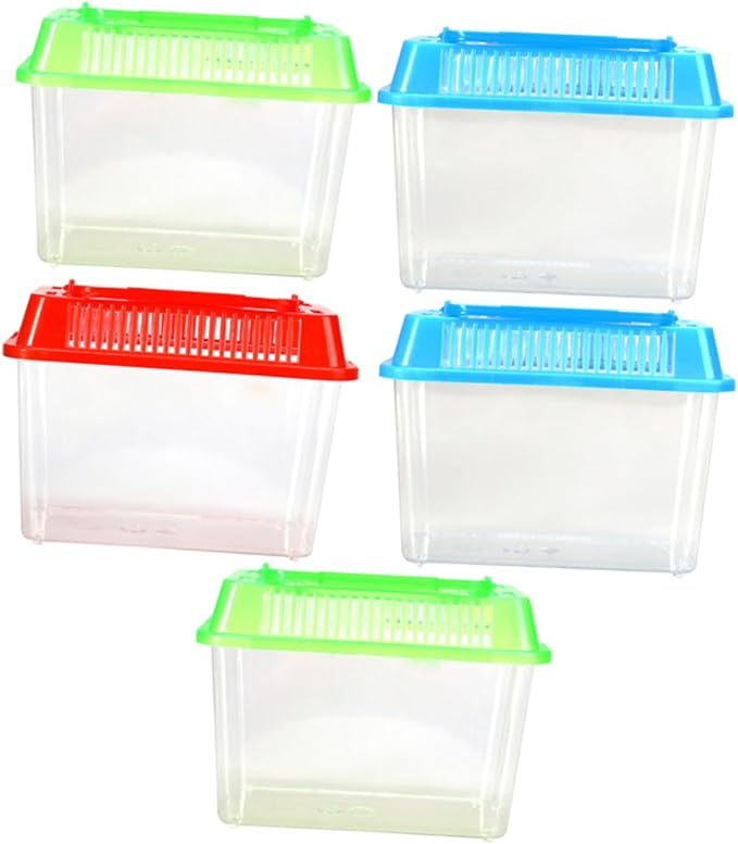 5pcs Portable Handheld Aquarium Fish Tank Mixed Tank Transparent Pet Carrier Turtles Hamsters Fish