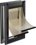 MAVRICFLEX Heavy Duty Doggy Door with Sliding Lock Panel, Aluminum Large Dog Door with Magnetic Double Flaps Dog Door for Large Dogs Up to 40lbs, Medium, Black