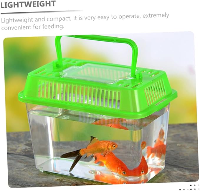 Plastic AquariumTurtle Fish Tank Clear Container Hamster Tank Portable Fish Gecko Habitat Portable Tortoise Terrarium Turtle Habitat, 7.1 X 4.3 X 4.3 Inches, Random Lid Color