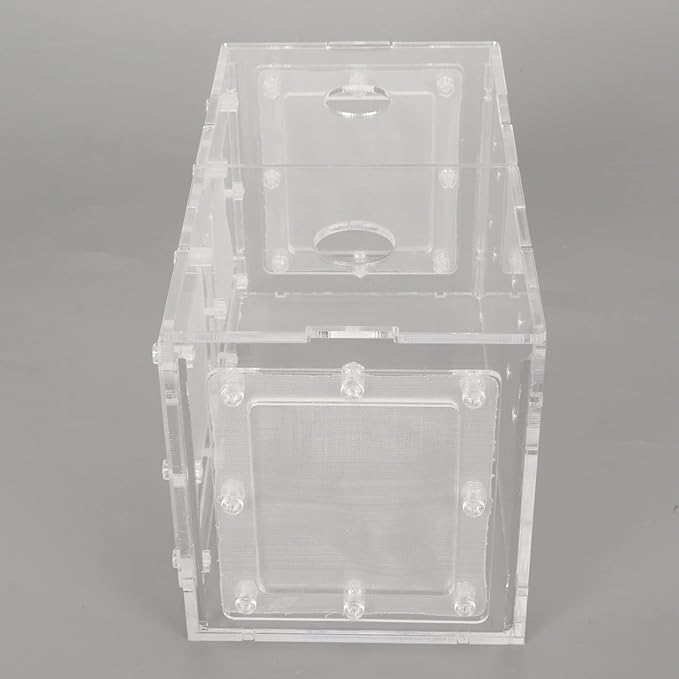 Fish Breeding Isolation Box | Transparent Mesh Side Aquarium Incubator | Guard Small Fish/Eggs | Acrylic Lid & Adjustable Hook | for Fish Tank Hatching (17 * 9 * 10CM)