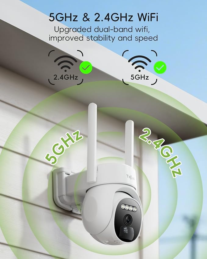 2.4G/5G Security Cameras Wireless Outdoor, 2K Solar Camera for Home Security, Battery Powered, 360° PTZ/Color Night Vision/2Way Talk/Compatible with Alexa/IP66 Waterproof(4 Pack)