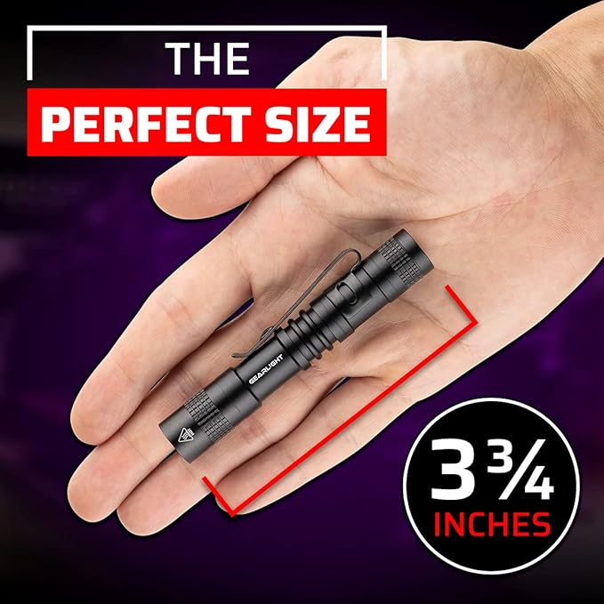 GearLight UV Flashlight S50-365 nm Mini Blacklight Ultraviolet Pen Flashlights for ID Check, Leak AC Detection, Resin Curing - Pet Urine, Scorpion, Stain Handheld Detector - (Pocket Light) - 2 Pack