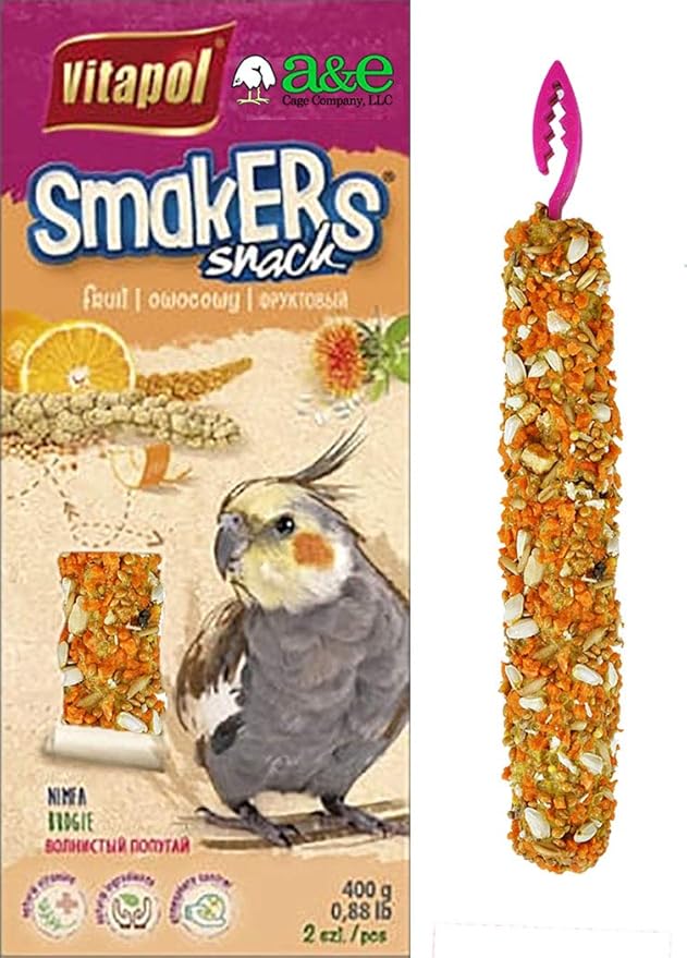 A&E Cage Co. Smakers Treat Sticks for Cockatiel in Orange Flavor