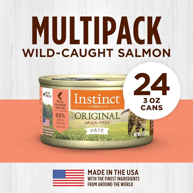 Instinct Original Pate Wet Cat Food, Grain Free Recipe - Real Salmon, 3 Ounce (Pack of 24)
