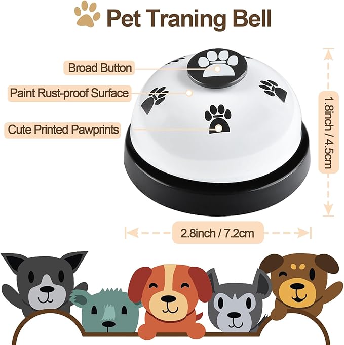 2 Pack Dog Door Bells, Dog Doorbell to go Outside Puppy Train Bell for Dogs to Ring to go Potty, Puppy Toilet Training Bell Jingle Bells for Door Knob (White)