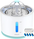 Cat Water Fountain Stainless Steel Top with 4 Filters and 4 Sponges, Pet Water Fountain for Small Dog and Cat with LED Light and Water Level Window (Green)