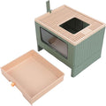 Cat Litter Box, Enclosed Cat Litter Boxes Foldable Toilet Box Potty with Front Door and Scoop Top Entry for Adult Kitten, 17.7x13.4x13.2in (Green)
