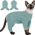 DENTRUN Cat Clothes for Hair Control with Hair Sticky Fabric - Soft Recovery Suit & Breathable Lint-Resistant Cat Sweater for Cats Only, Kitten Onesie Pajamas, S, Bean Green