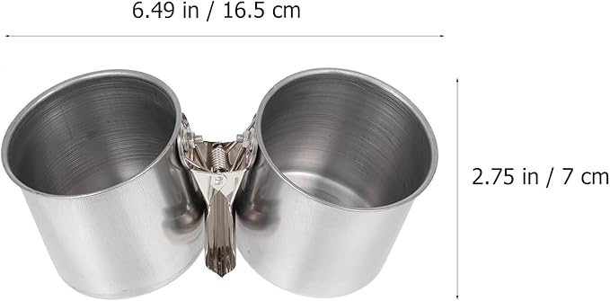 POPETPOP 2pcs Stainless Steel Bird Feeder Bowls with Clamp 5.5cm and 7cm Feeding Cups for Parrots and Small Birds for Feeding and Watering Supplies