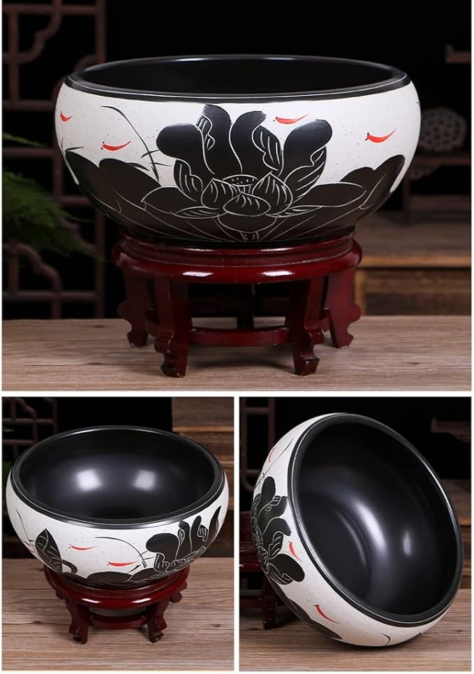 Fish Bowls Hydroponic Plant Container Aquarium Fish Tankchinese Style Ceramic Goldfish Bowl Home Living Room Office Desktop Fish Culture Bowl Aquarium Starter Kits Aquarium Entry Fish Tank ( Color : B
