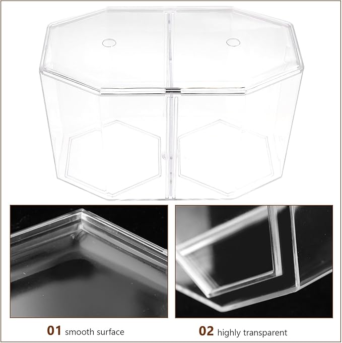 Toyvian Fish Breeding Tank Divider Box with High Transparency Double Compartment Octagonal Aquarium Incubation Box for Betta and Small Fish Isolation