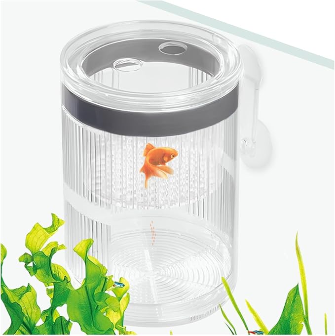 La La Pet Floating Fish Breeding Isolation Box with Suction Cups 270°Flowing Water Propagation Separate Parent and Baby Fishes Transparent Hatching Boxes Incubator for Tanks Large