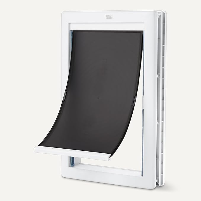 Amazon Basics Dog Cat Door Replacement Flap, Large, 16.9’’ x 9.6’’ x 0.83’’, White and Grey
