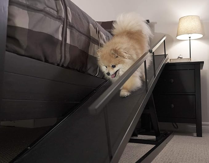 DoggoRamps Dog Ramp for Beds - Solid Hardwood with 5 Finish Options - Adjustable up to 37" High Beds with Low Incline, Safety Rails & Anti-Slip Grip, For Small Dogs up to 50lbs - Made in North America