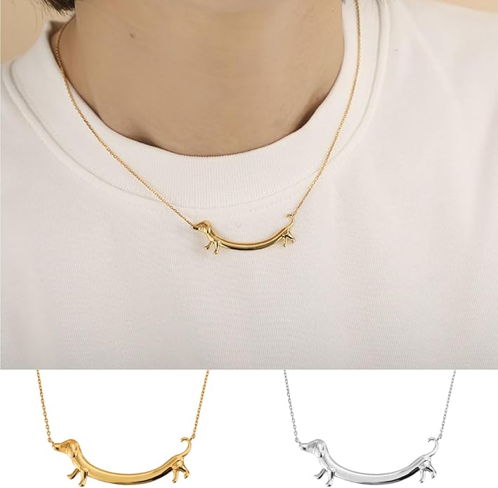Dog Pendant Necklace Cute Dachshund Necklace Fashionable and Unique Neckchains Charming Dog Pendant Clavicular Chain Ornament for Dog Lovers
