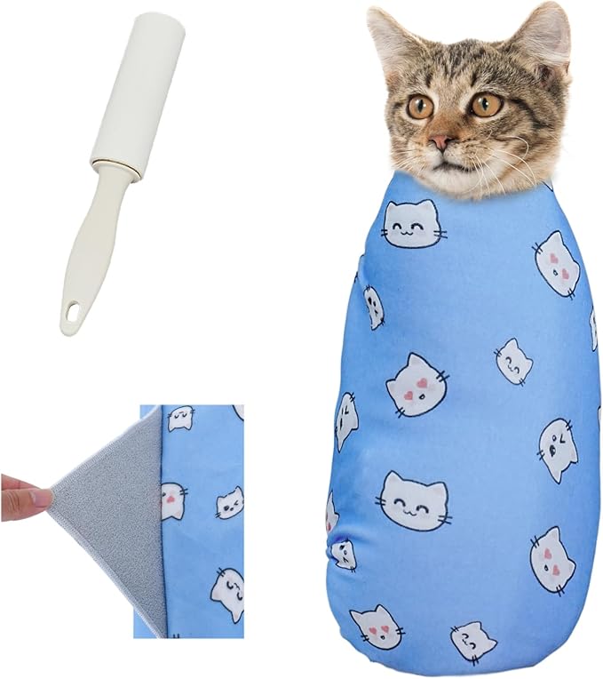 Supet Cat Wrap for Cutting Nails, 2026 Self-Adherent Cat Grooming Wrap, Anti-Escape Calming Cat Swaddle Wrap for Medicine, Nail Clipping, Teeth Brushing, Ear Cleaning
