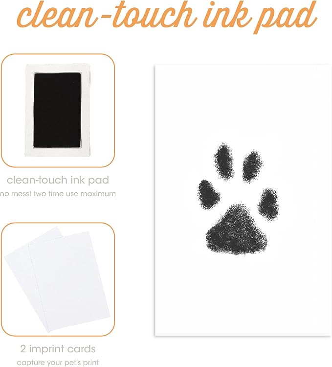 Pearhead Pet Pawprints Desk Picture Frame, Pet Memorial Keepsake, White Photo Frame For Pet, Imprint Kit