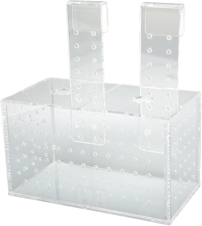Fish Breeding Isolation Box Acrylic Aquarium Hatchery Transparent with Adjustable Hook - High Visibility, Secure Lid, Suitable for Small Fish Tank Use (17 * 9 * 10CM)