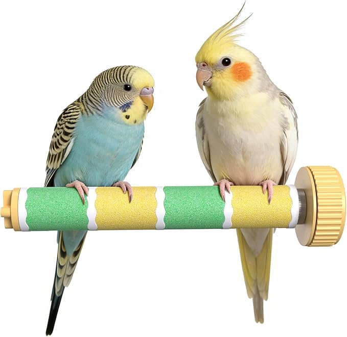 Bird Perch Stand Sandblasted Rough-Surface Cage Accessories,Parrot Beak & Claw Grinding Stone Sticks,Safe Non-Toxic Claw Trimmer Chew Toy for Parakeets,Cockatiels,Finches,Lovebirds