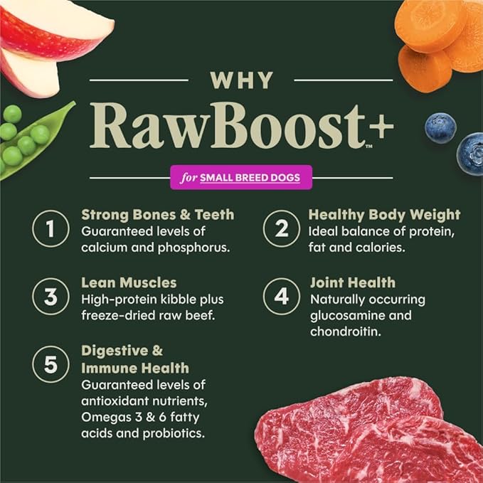 Instinct RawBoost Small Breed, Natural Dry Dog Food with Freeze-Dried Pieces, High Protein, Grain-Free Recipe - Real Beef, 10 lb. Bag
