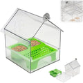 Pull-Out External Parrot Feeder, No Mess Hanging Bird Feeder for Cage, Multi-Function Transparent Bird Seed Platform Parrot Bath Tub Pet Feeding & Watering Supplies Easy to Clean (Green)