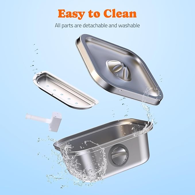 Cat Water Fountain Stainless Steel, 4L/135oz Cat Fountain, Automatic Dog Drinking Dispenser with Water Level Window, 10 Filters, Metal Pet Water Bowl Indoor, Quiet Pump, Easy Cleaning