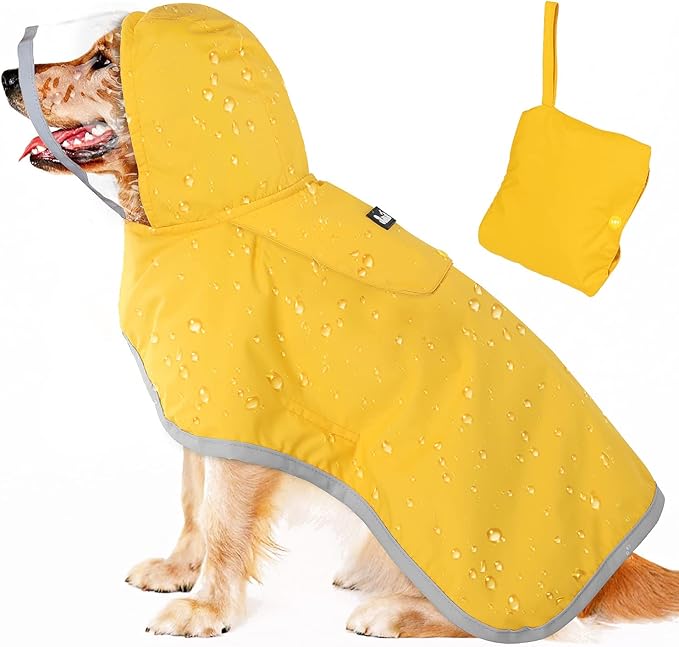 Lukovee Dog Raincoat, Adjustable Dog Rain Jacket with Clear Hooded Double Layer for Large Medium Small Dogs Puppies, Waterproof Rain Coat Poncho with Reflective Storage Pocket & Rim (Y,XXXL)