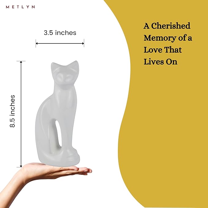 Cat Urns for Ashes - Pet Memorial Cat Urn Cat Memorial Gift, Pet Urn for Cat Ashes Keepsake Pet urns for Cats Ashes, Pet Ashes Urn, Pet Cremation Urn (White)