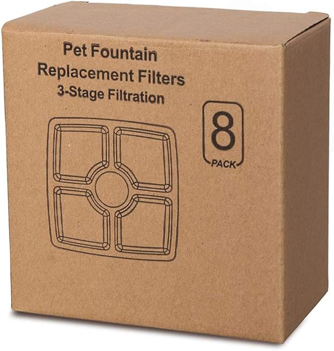 Cat Water Fountain Filters, 8 Packs Filter for Automatic Cat Water Filter, Carbon Replacement Filter for 84oz/2.5L Pet Water Fountain, Dog Water Dispensers