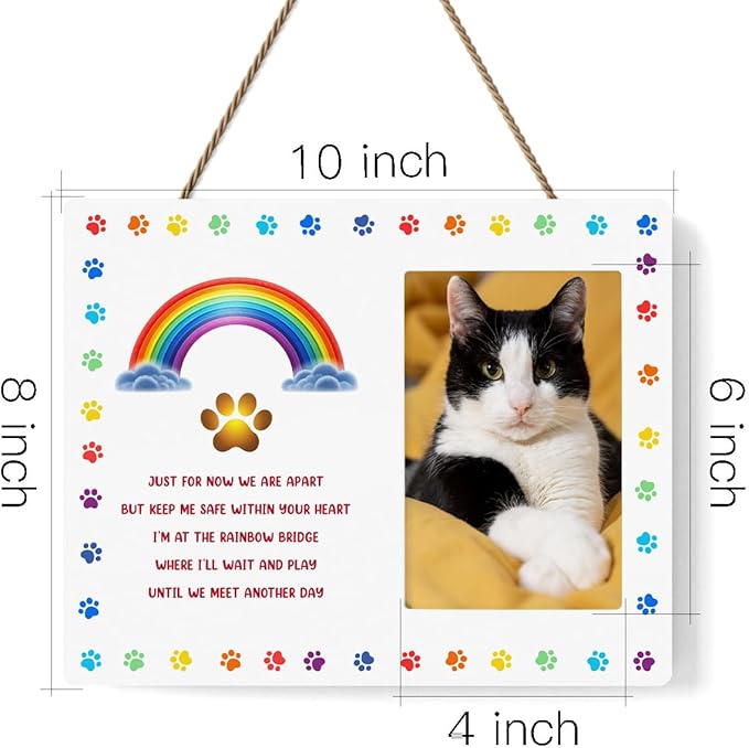 IAXIC Pet Cat Memorial Gifts - Sympathy Gift for Cat Loss with Memorial Picture Frame, Pet Memory Photo Frame, Cat Memorial Photo Frames, Pet Cat Photo Memorial Frame