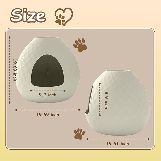 VIXZEN Cat Litter Box Enclosure - Hidden Litter Box with Removable Planter Top, Egg-Shaped Resin Design, Tool-Free Quick Assembly, Spacious Interior, Ideal for Indoor Use (White)