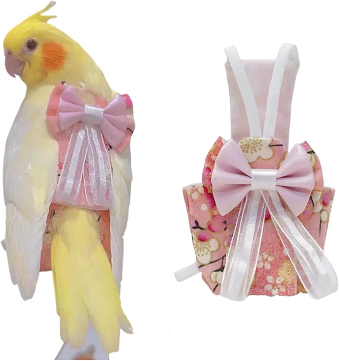 Bird Flight Suits Diapers, Parrot Diapers for Monk Parakeets, Cockatiels Flight Suits, Parrot Clothes, Bird Training Nappy Suit Liners Clothes (Medium, Light Pink)