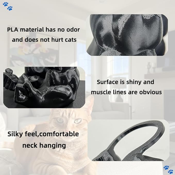 Creative Cat Muscle Arms, 3D Printed Cat Muscle Arm, Halloween Costume Accessory,Funny Muscle Arms for Cats,Cats with Muscular Arms for Kitten Birthday Party Supplies (Black)