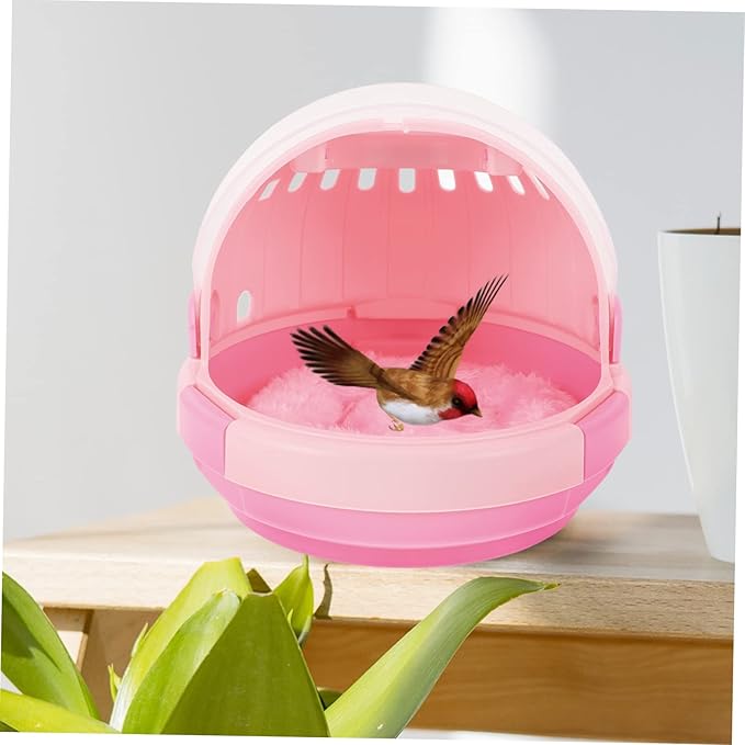 Mikikit Pink Bird Carrier Cage Nest Warmer for Birds Travel-Friendly Portable Cage