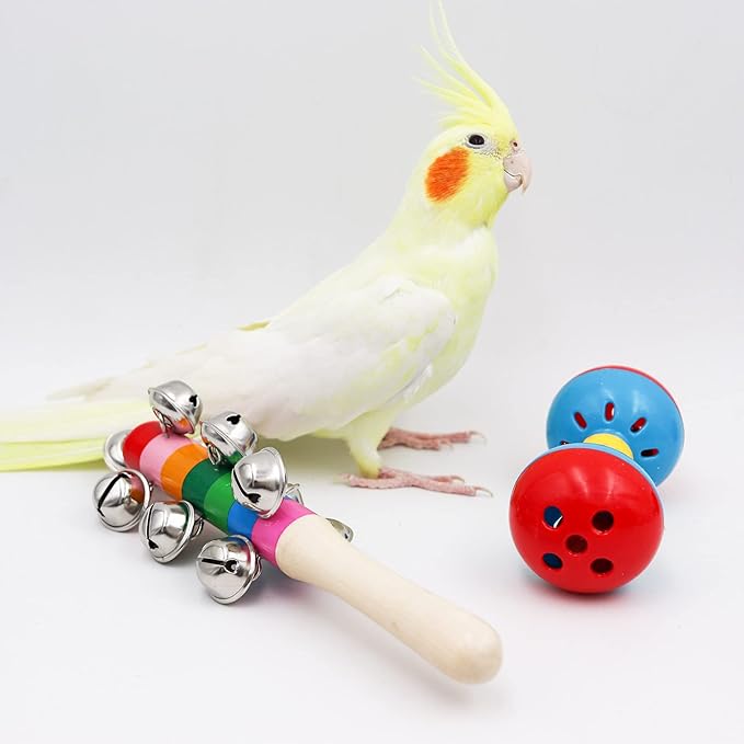 Colorful Bird Bell Toys, 5 Pack Funny Bell Toys, Bird Cage Accessories, Suitable for Chicken Bird Parrot Parakeet Cockatiel Budgies Love Birds