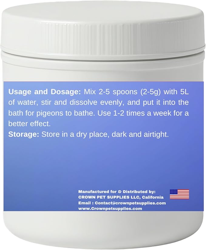 Pigeon Bath Salt – Natural Sea Salt with Vitamin B & Herbal Extracts – Cleans Feathers, Enhances Shine & Promotes Relaxation for All Breeds of Pigeons 200 Grams