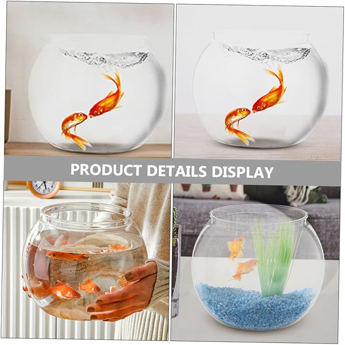 COHEALI 2pcs Large Round Fish Bowls Plastic Small Aquarium Tanks for Desktop Betta Goldfish Micro Landscape Container Office Decoration