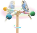 Bird Rotating Perch Toys,Parakeet Interactive Stand Perch Chew Toy,Wooden Exercise Wheel Parrot Toys,Cockatiel Toys for Bird Cage Accessories for Small and Medium Parrots (4 Perch)